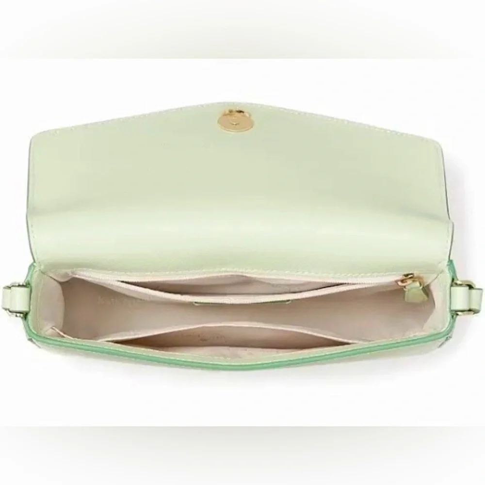 Kate Spade Sadie Envelope Saffiano Leather Light Olive Crossbody purse NWT - Picture 15 of 16